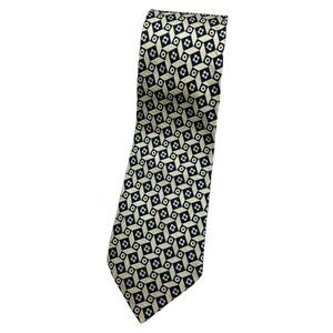 PIERRE BALMAIN Men's Silk Necktie LUXURY Tie Black Beige Geometric W:4.1" EUC